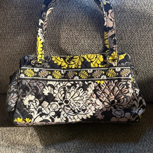 Vera Bradley Elegant Floral Black and Yellow Shoulder Bag - Picture 5 of 7